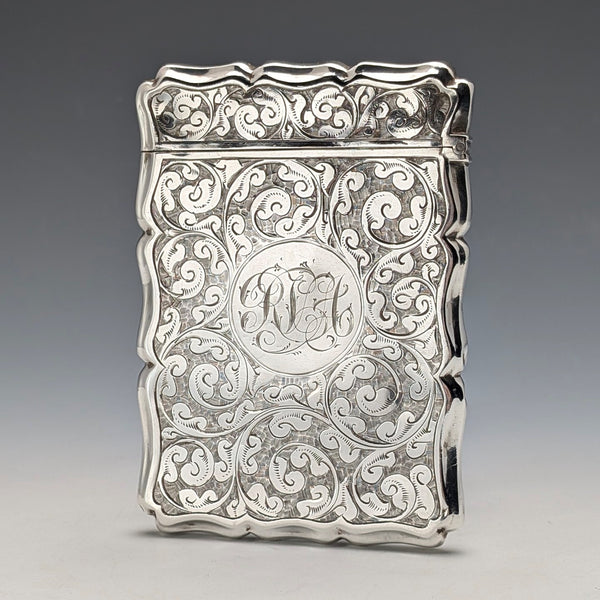 1895 British antique sterling silver card case 48g Colen Hewer Cheshire